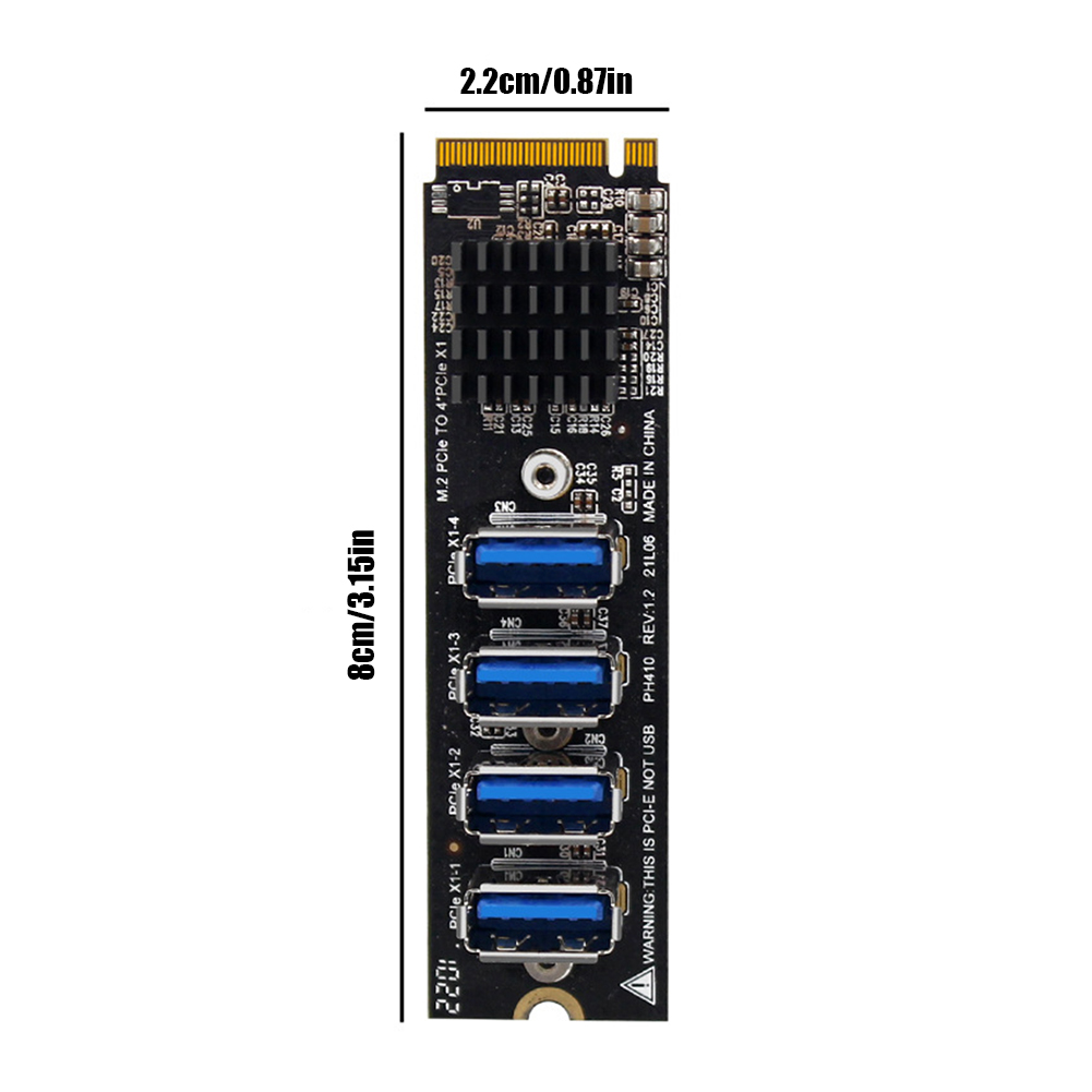 thumbnail image 2 of Expansión de tarjeta M.2 Mkey a 4 PCI-E Riser USB3.0 de alta velocidad para computadoras de escritorio, 2 of 9