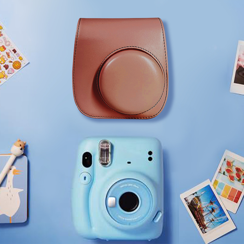 thumbnail image 1 of Bolsos instantáneos para cámara Cuero PU para Fujifilm Instax Mini 12/11/9/8 Marrón claro Marrón, 1 of 6