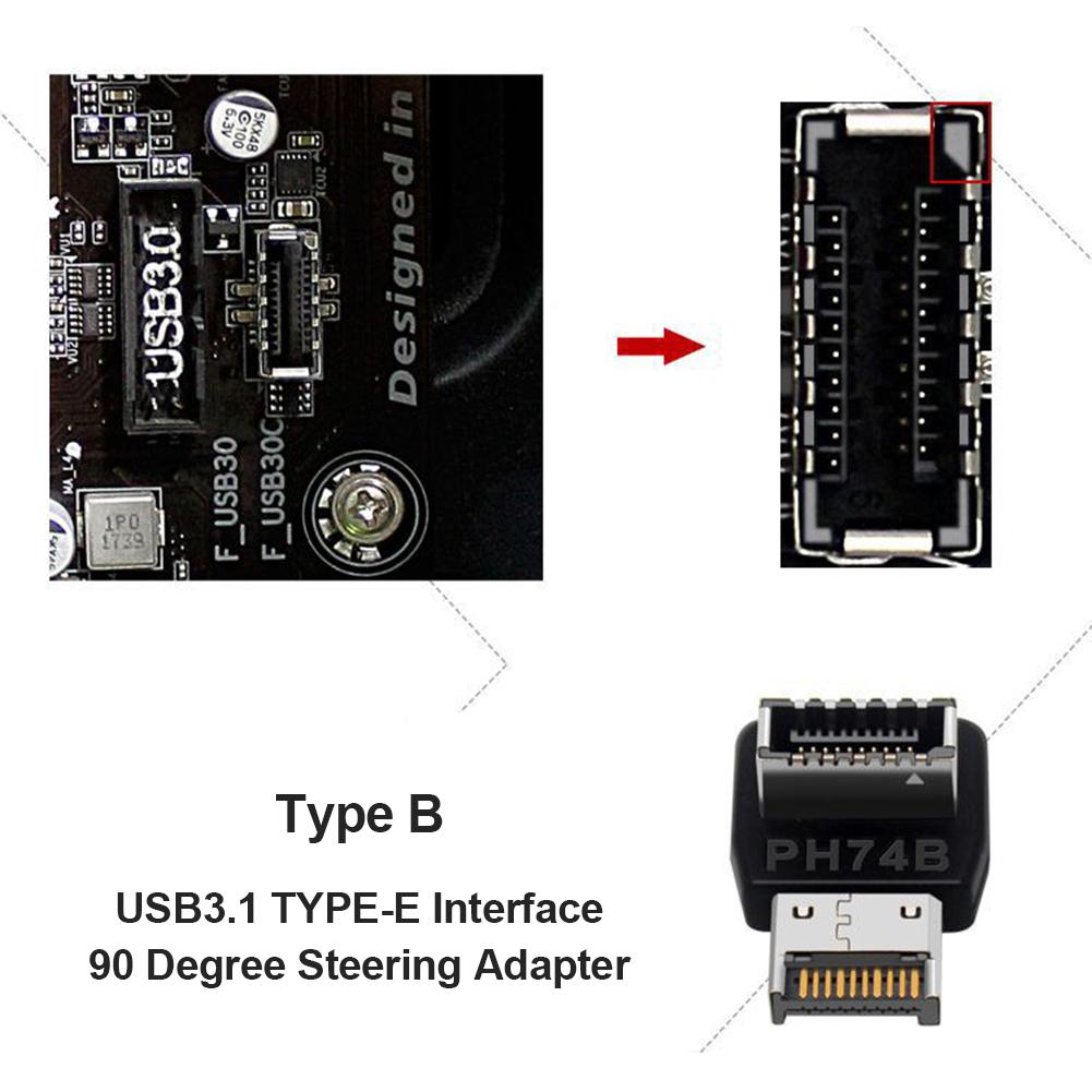 thumbnail image 5 of Adaptador de cabezal interno tipo C frontal Convertidor USB 3.1 tipo E de 90 grados (B), 5 of 7