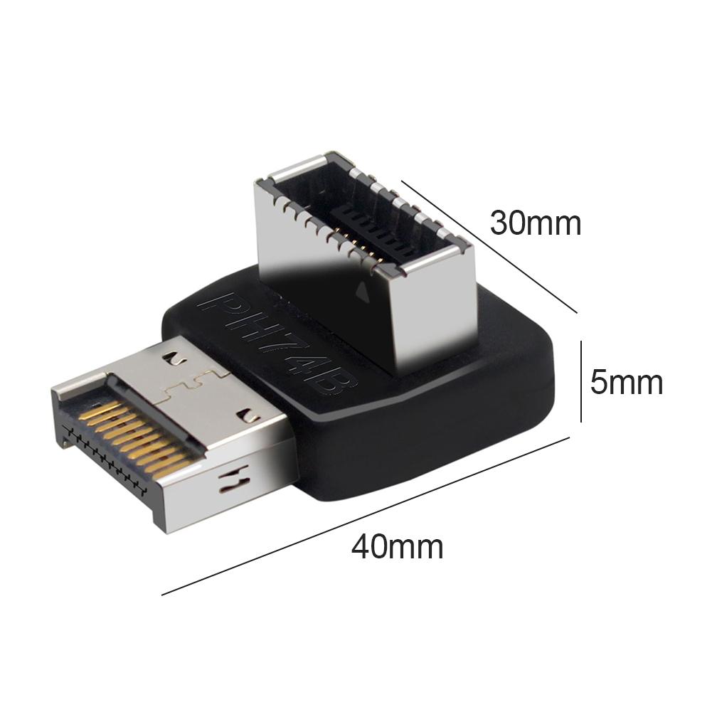 thumbnail image 2 of Adaptador de cabezal interno tipo C frontal Convertidor USB 3.1 tipo E de 90 grados (B), 2 of 7