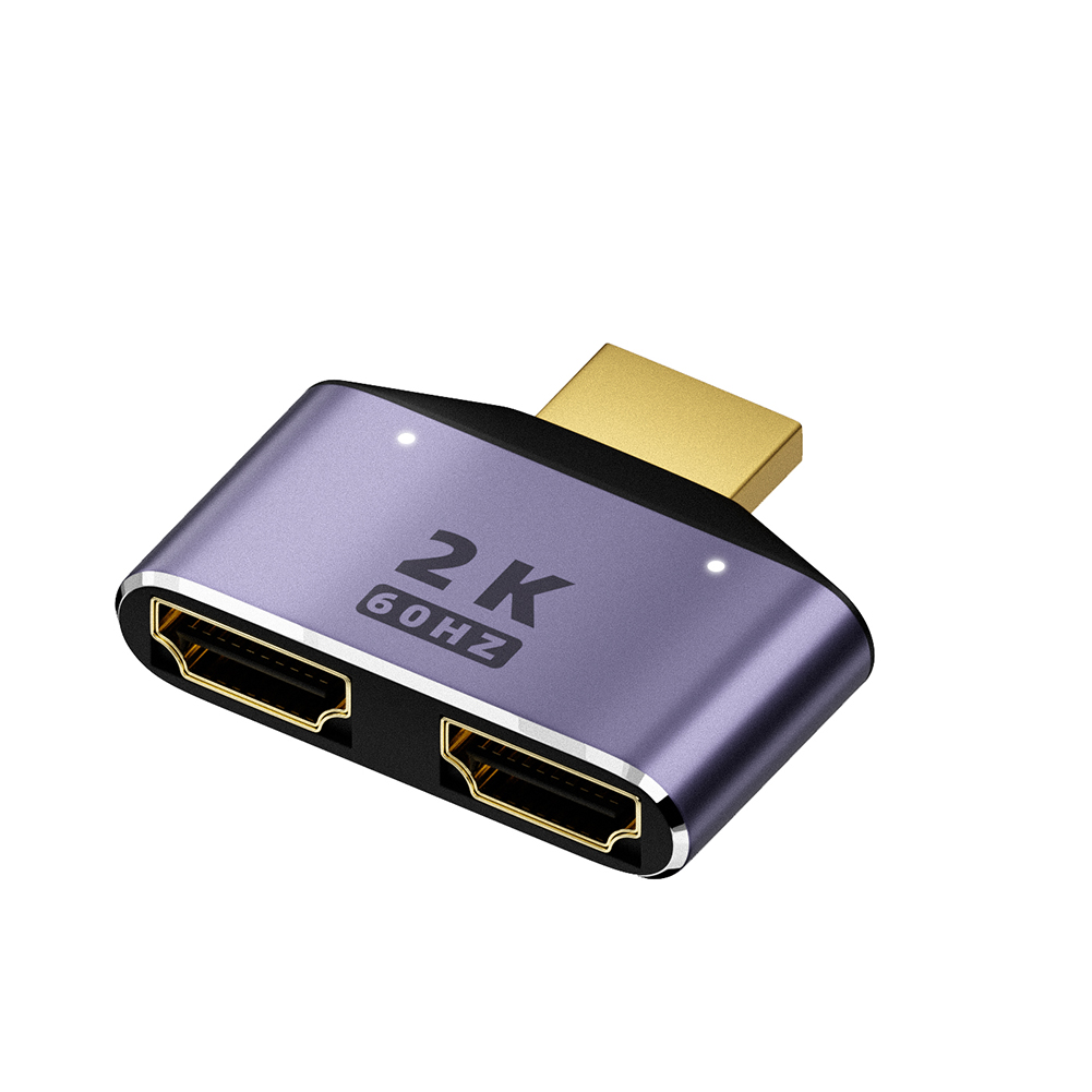 thumbnail image 1 of Convertidor adaptador de 1 a 2, conector de vídeo UHD 2K 60Hz, compatible con HDMI para escritorio, 1 of 6