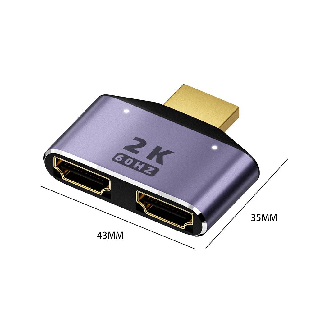 thumbnail image 2 of Convertidor adaptador de 1 a 2, conector de vídeo UHD 2K 60Hz, compatible con HDMI para escritorio, 2 of 6