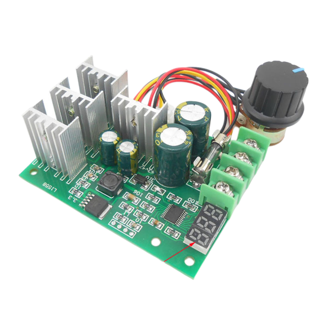 thumbnail image 1 of Controlador de velocidad del motor DC6-60V PWM DC 6V 12V 24V 36V 48V 30A Gobernador del motor, 1 of 6
