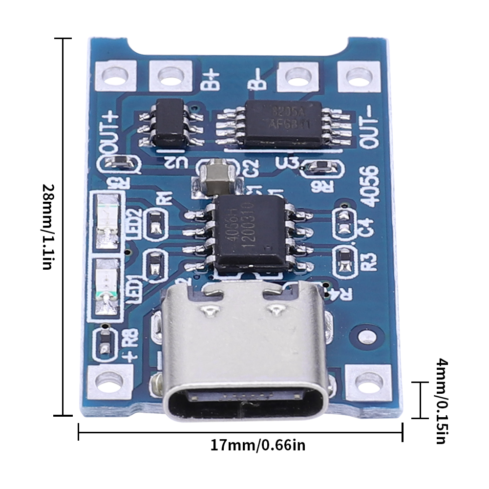 thumbnail image 2 of Módulo de cargador de batería de litio TP4056 tipo C Mini placa de cargador de batería 4,5 V-5 V, 2 of 9