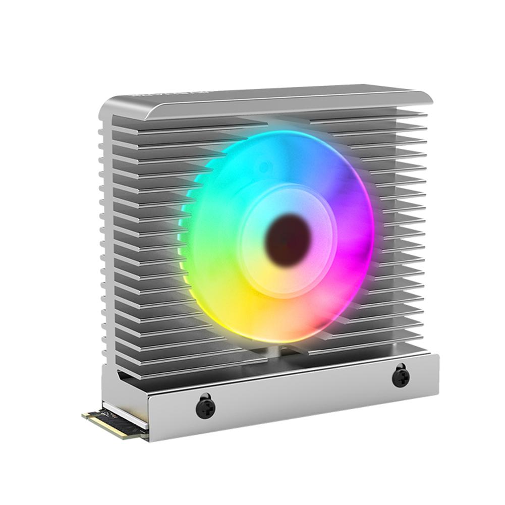 thumbnail image 3 of Ventilador enfriador de disipador térmico de torre de radiador activo para SSD M.2 2280 (plateado con ARGB), 3 of 9