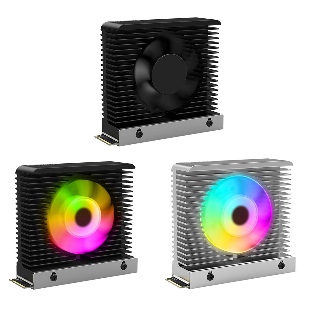 thumbnail image 4 of Ventilador enfriador de disipador térmico de torre de radiador activo para SSD M.2 2280 (plateado con ARGB), 4 of 9