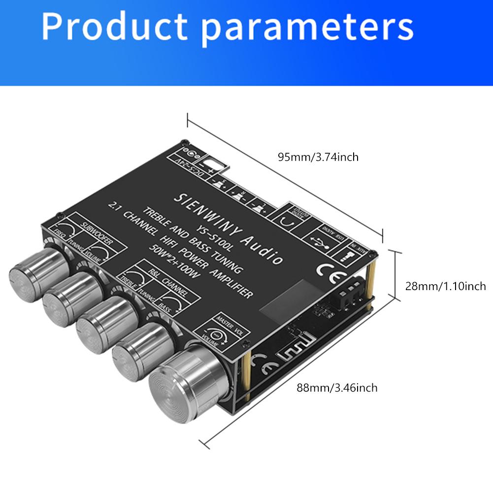 thumbnail image 2 of Módulo amplificador de Audio de 3 canales 2,1 50WX2 100W CS8673E compatible con Bluetooth, 2 of 9