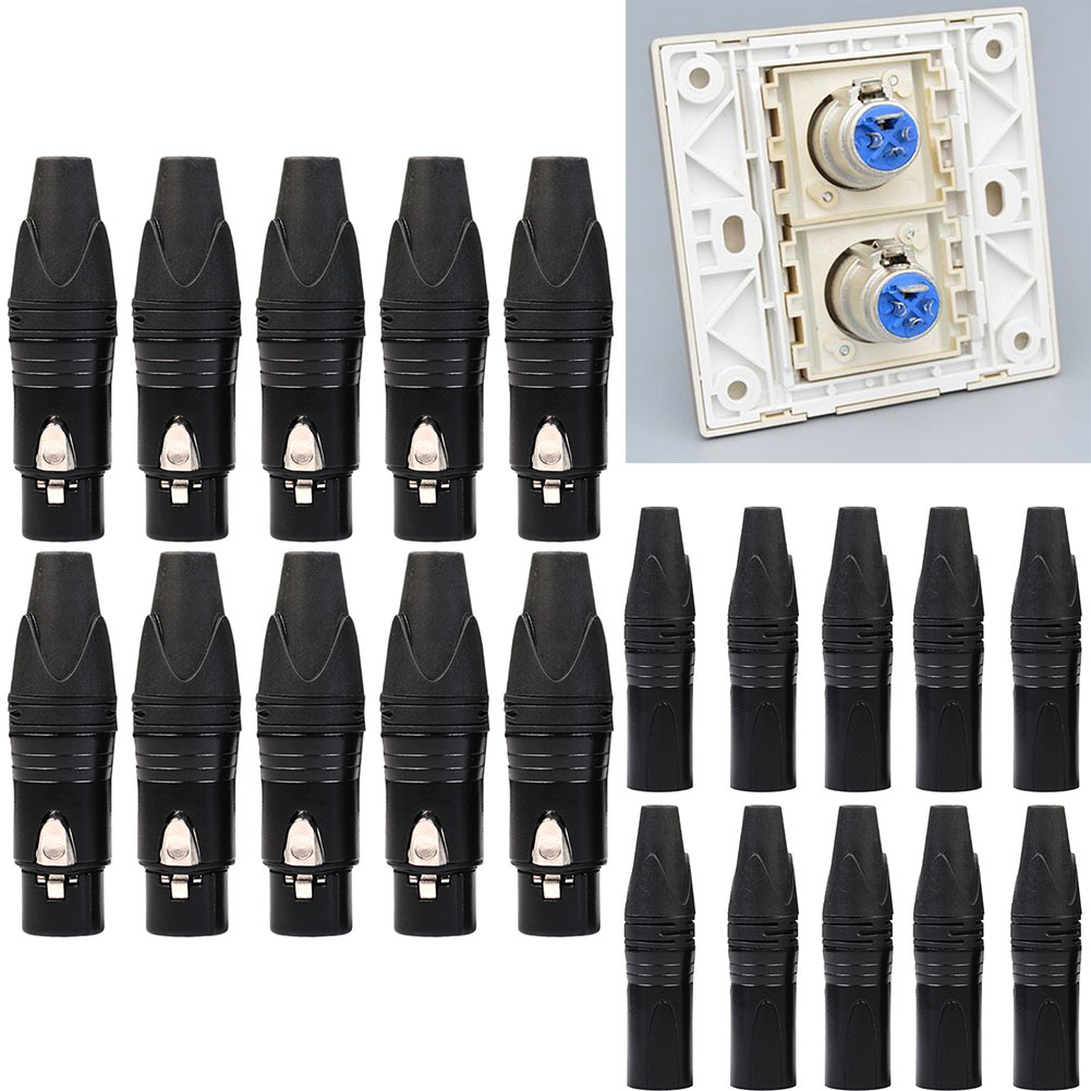 thumbnail image 1 of DIY micrófono XLR 3 pines conector Cable adaptadores de soldadura 10 Uds, 1 of 8
