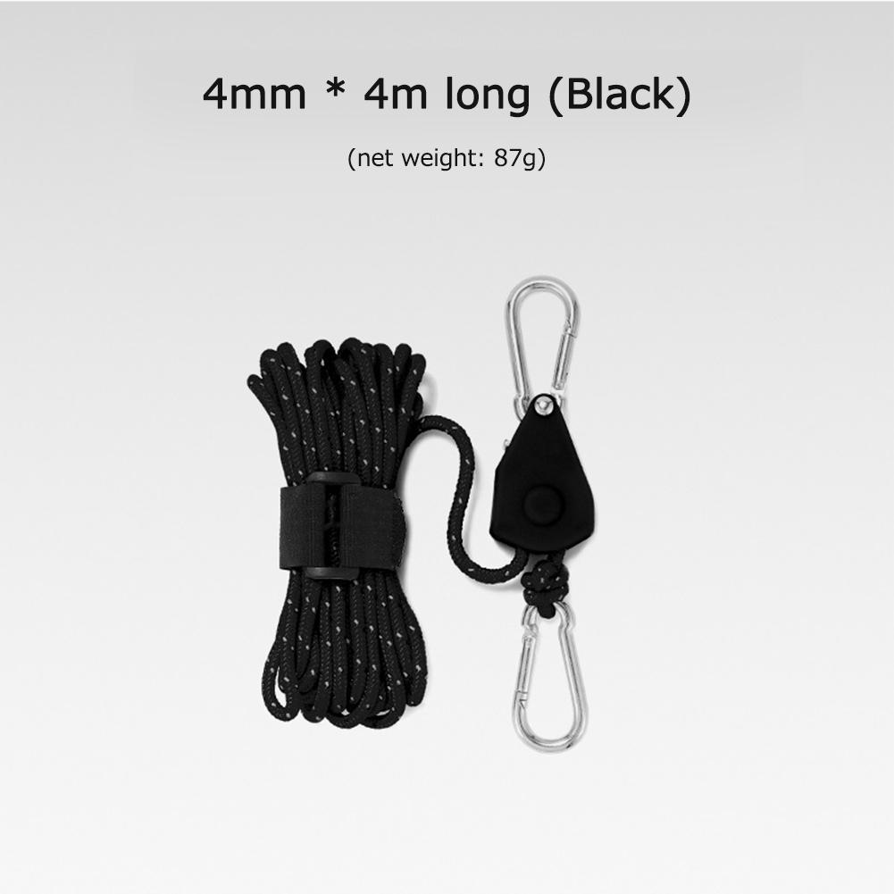 thumbnail image 2 of Polea Cuerda de viento 4 mm 4 m Tensor Tienda de nylon reflectante Hebilla fija Negro, 2 of 5