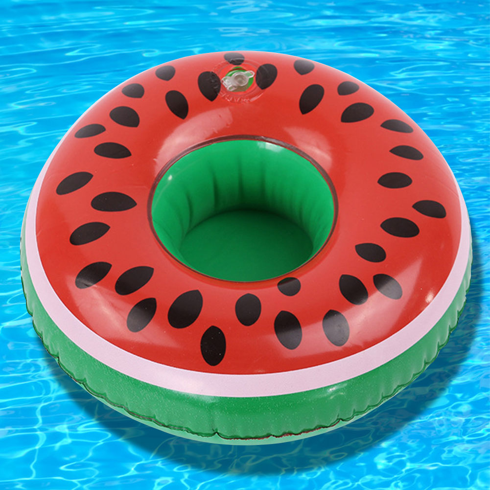 thumbnail image 4 of Portavasos flotante, flotador inflable, bandeja para bebidas de cerveza, regalo de PVC (sandía), 4 of 5