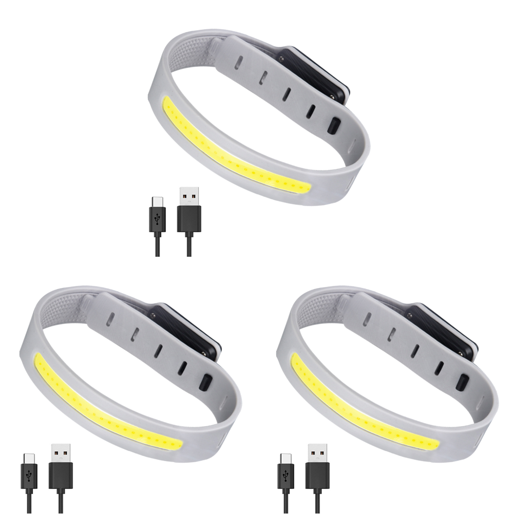 thumbnail image 5 of USB COB LED Brazalete Luz Ehuebsd 350mAh 500LM Luz IPX4 Impermeable Tipo-C Recargable 3 Piezas, 5 of 9