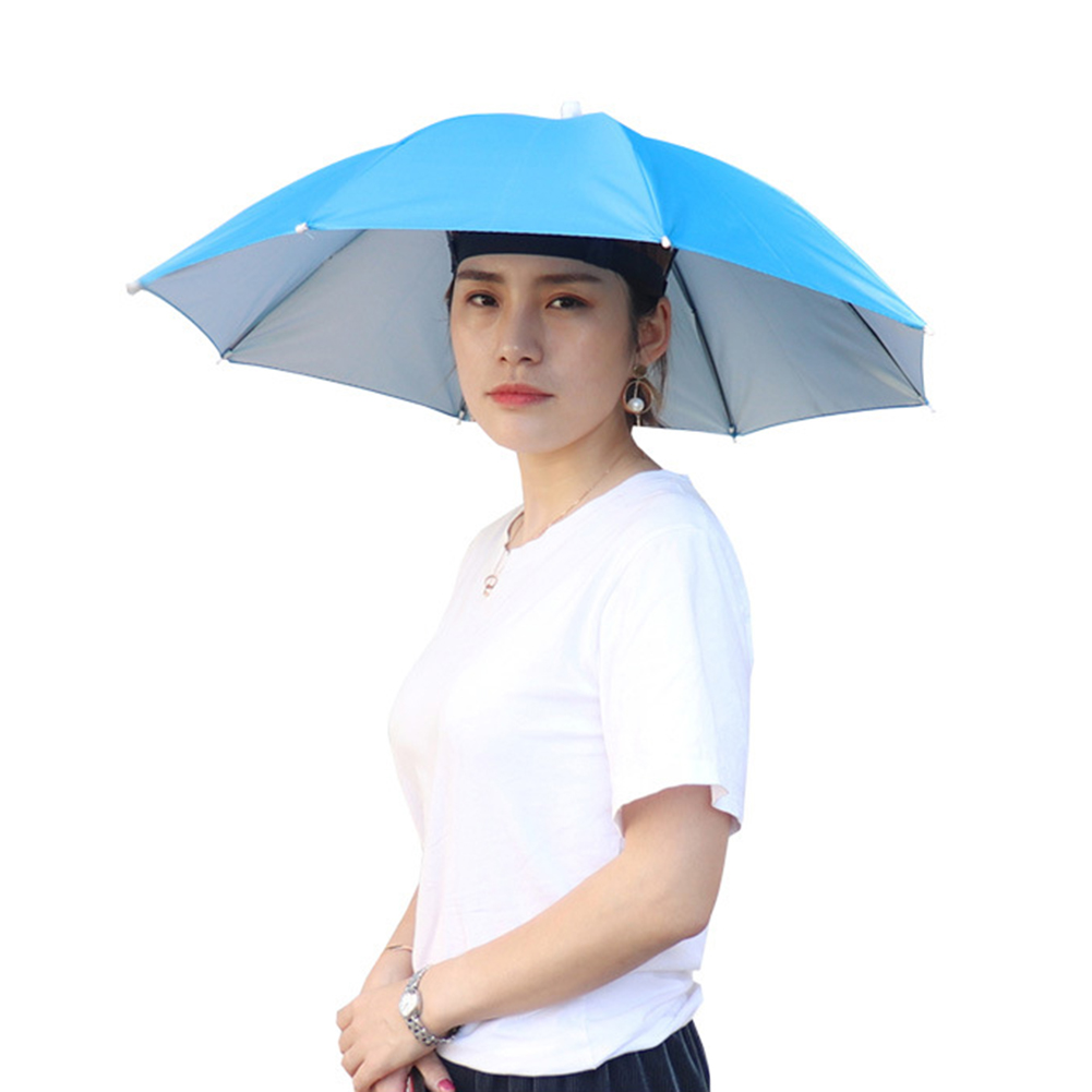 thumbnail image 1 of Cabeza Paraguas Sombrero Gorra Al Aire Libre Portátil Anti-Lluvia Anti-Sol Azul Claro 3 Piezas Ehuebsd, 1 of 7