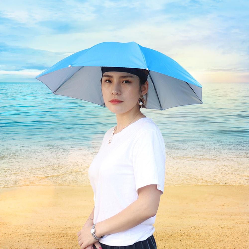 thumbnail image 3 of Cabeza Paraguas Sombrero Gorra Al Aire Libre Portátil Anti-Lluvia Anti-Sol Azul Claro 3 Piezas Ehuebsd, 3 of 7