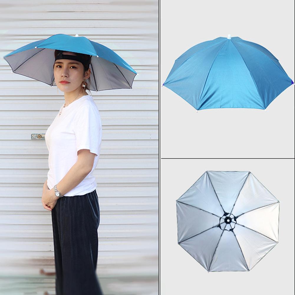 thumbnail image 4 of Cabeza Paraguas Sombrero Gorra Al Aire Libre Portátil Anti-Lluvia Anti-Sol Azul Claro 3 Piezas Ehuebsd, 4 of 7