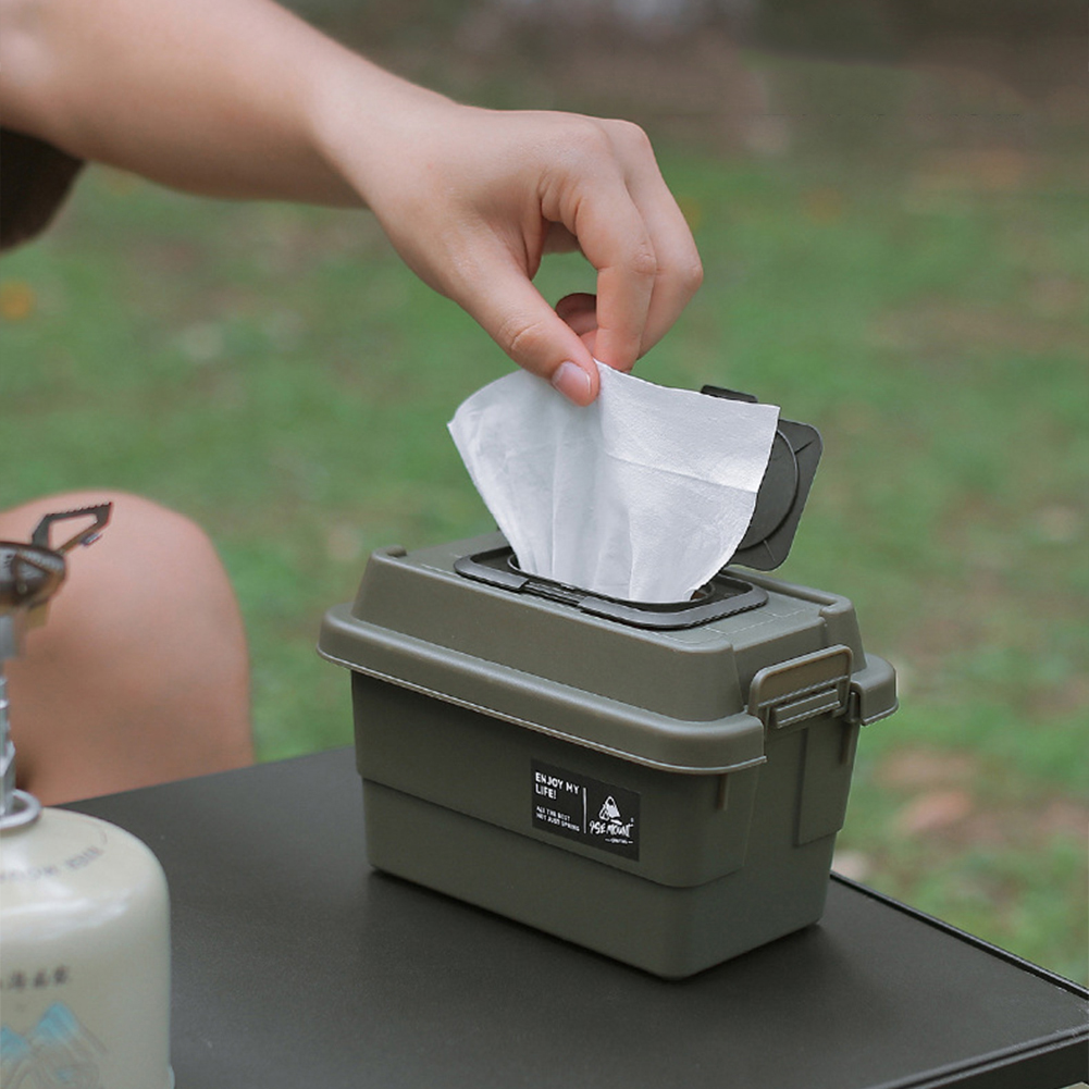 thumbnail image 4 of Caja de almacenamiento de botellas de condimentos para acampada, caja de almacenamiento de pañuelos de papel para servilletas de 1,1 L, 4 of 8