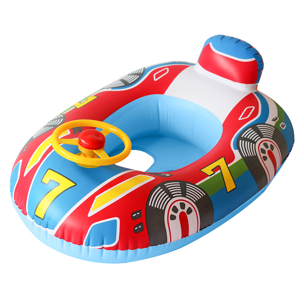 thumbnail image 1 of Anillo de bebé Natación Inflable Swim Fun Car Horn Boat Asiento para niños (Pequeño) Azul, 1 of 5