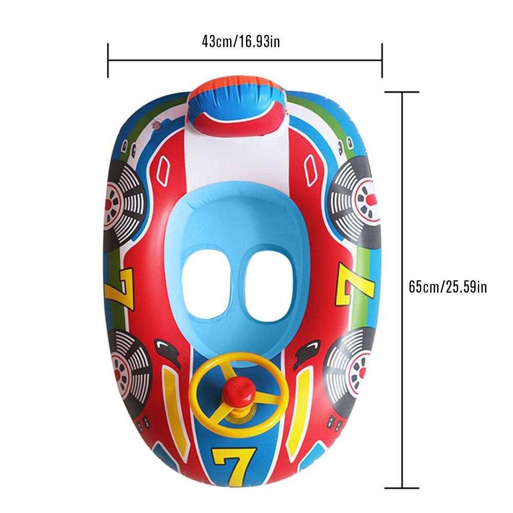 thumbnail image 2 of Anillo de bebé Natación Inflable Swim Fun Car Horn Boat Asiento para niños (Pequeño) Azul, 2 of 5
