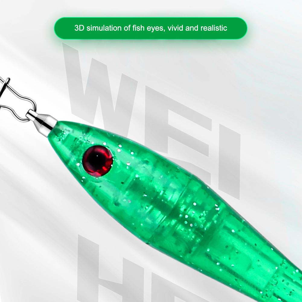 thumbnail image 4 of Calamar Gancho Señuelos de pesca Luz 3D Simulación Ojo Pesca LED Pesca verde, 4 of 7