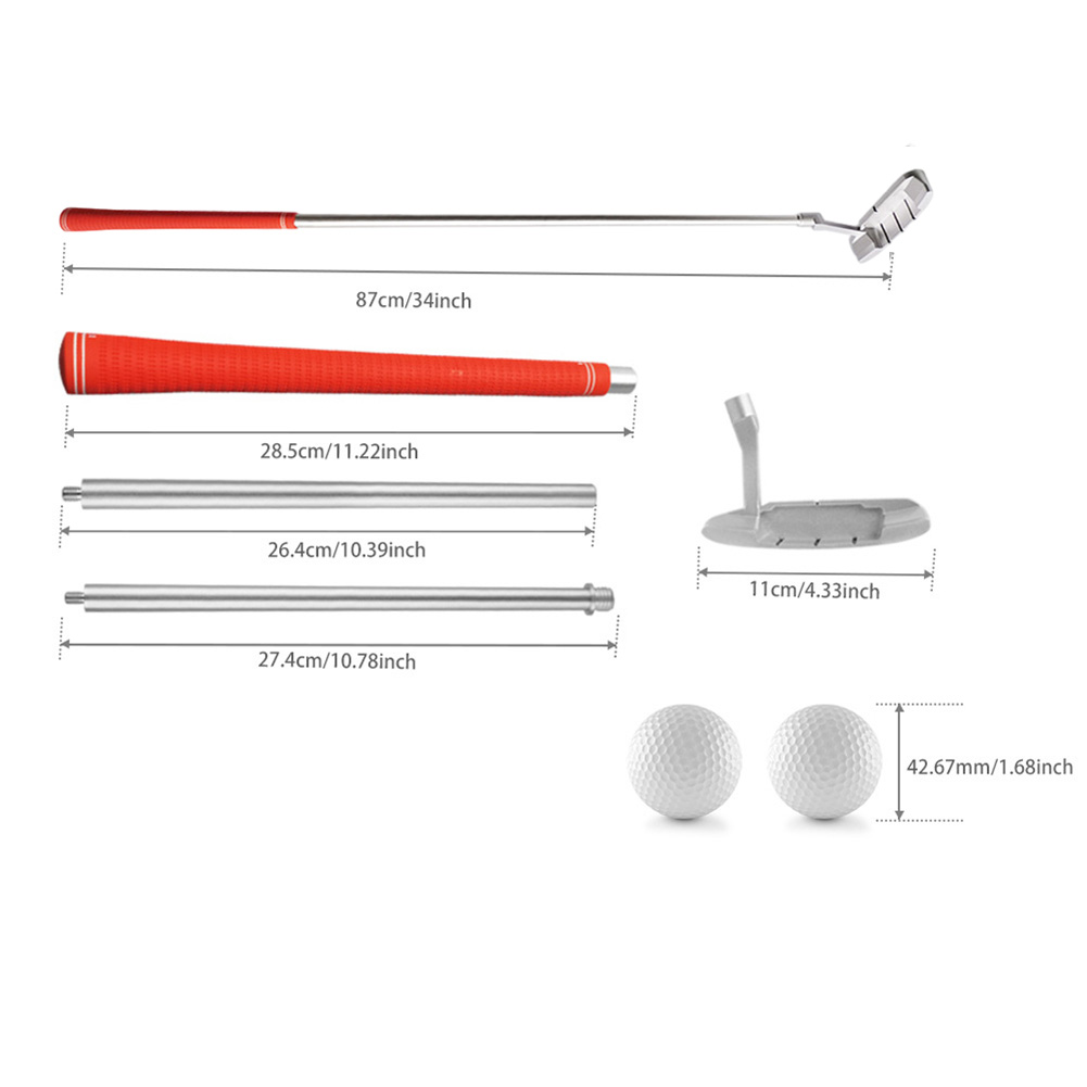 thumbnail image 2 of Putter de Golf de 3 secciones, cabeza de varilla plateada, longitud ajustable, accesorio de Golf antideslizante, 2 of 9