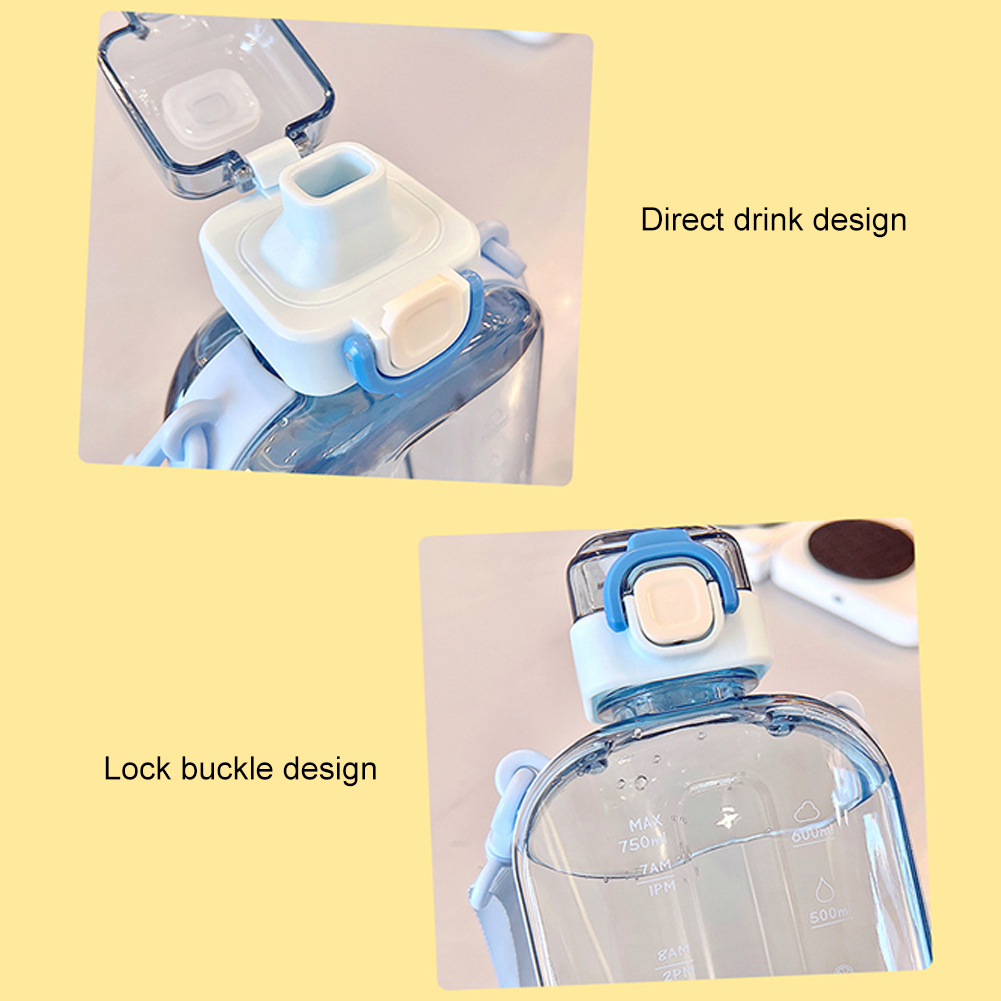 thumbnail image 1 of Hervidor portátil con marcador de tiempo, taza a prueba de fugas, correa ajustable, botella de agua deportiva transparente de 750ML, artículos para beber de verano, 1 of 8
