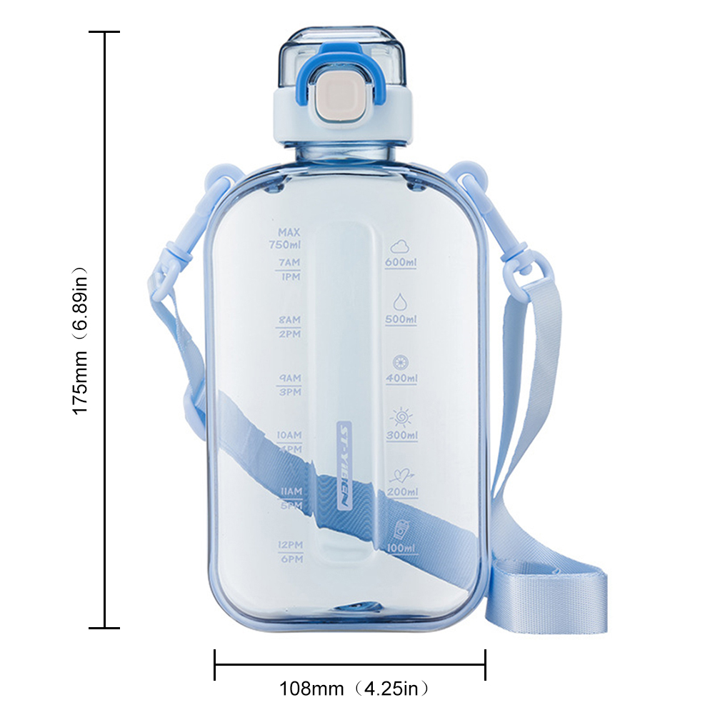 thumbnail image 2 of Hervidor portátil con marcador de tiempo, taza a prueba de fugas, correa ajustable, botella de agua deportiva transparente de 750ML, artículos para beber de verano, 2 of 8