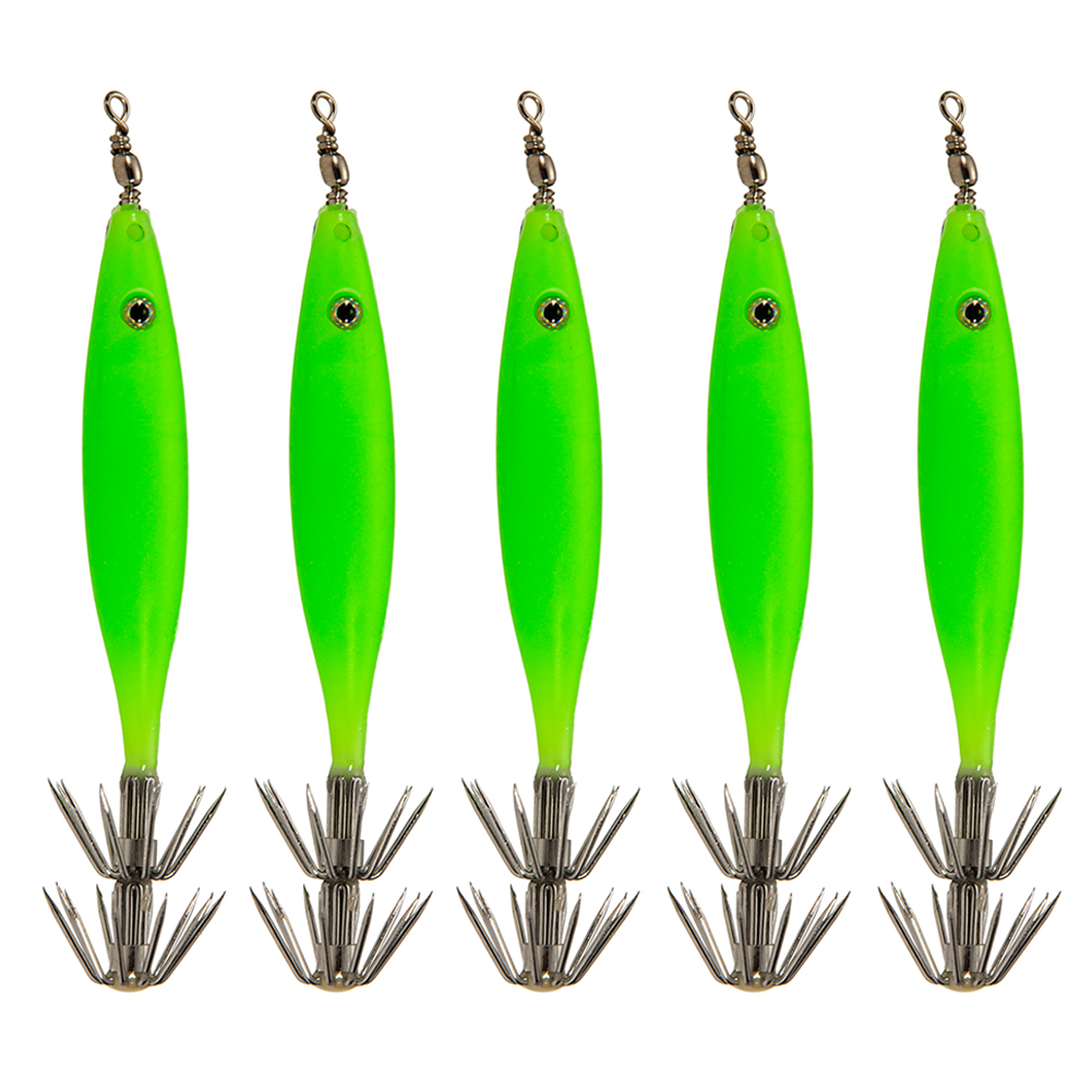 thumbnail image 1 of Señuelos Luminous Shrimp 8cm Squid Jig Hook Pulpo Cebos duros Verde 5pcs, 1 of 7