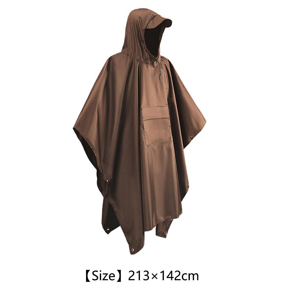 thumbnail image 2 of en 1 Mujeres Hombres Chubasquero con capucha Turismo Camping Cubierta para la lluvia Poncho Marrón 3 piezas, 2 of 7