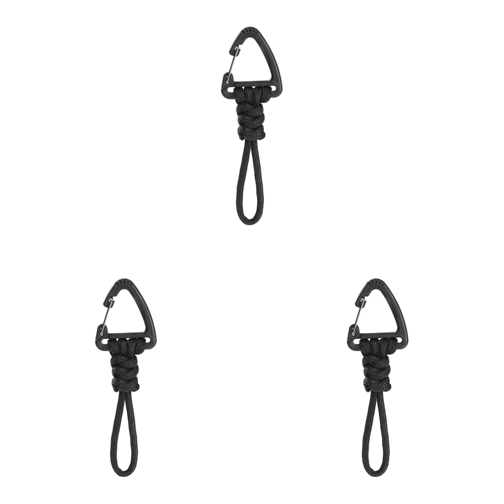 thumbnail image 5 of Clip de gancho de cordón trenzado de cuerda de paraguas de 7 núcleos para hombres/mujeres (triángulo) negro 3 piezas, 5 of 5