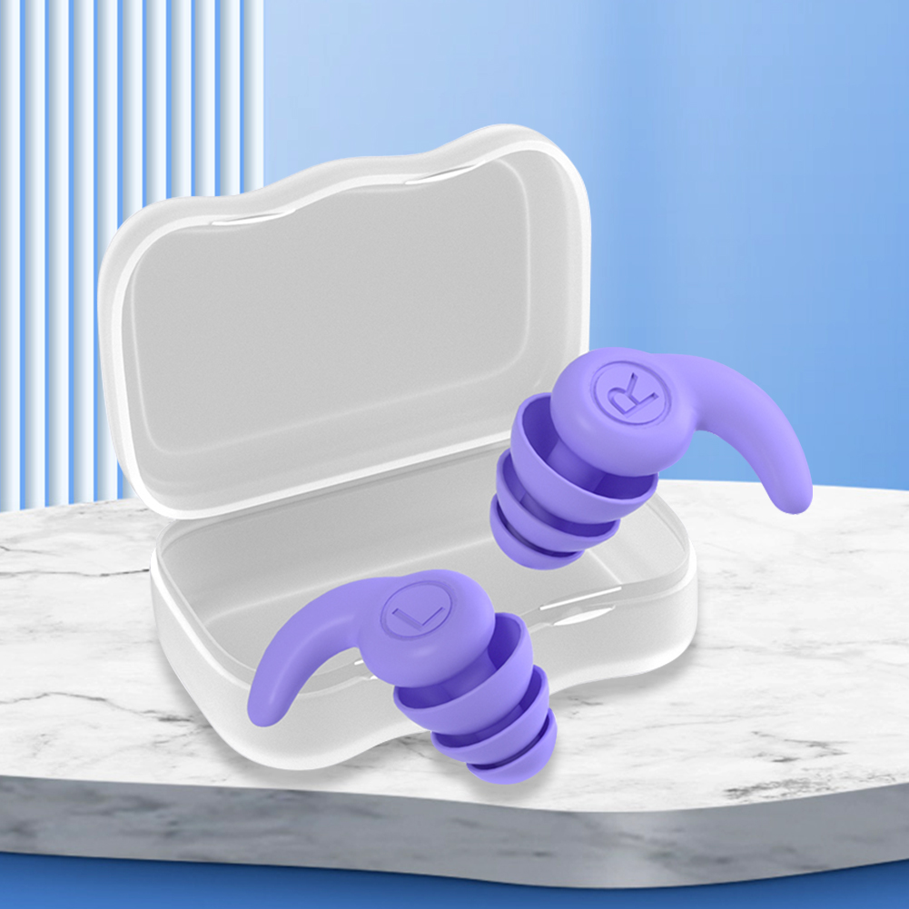thumbnail image 1 of 1 par de reducción de tapones auditivos de silicona de 3 capas para niños de 5 a 12 años, color morado, 1 of 9