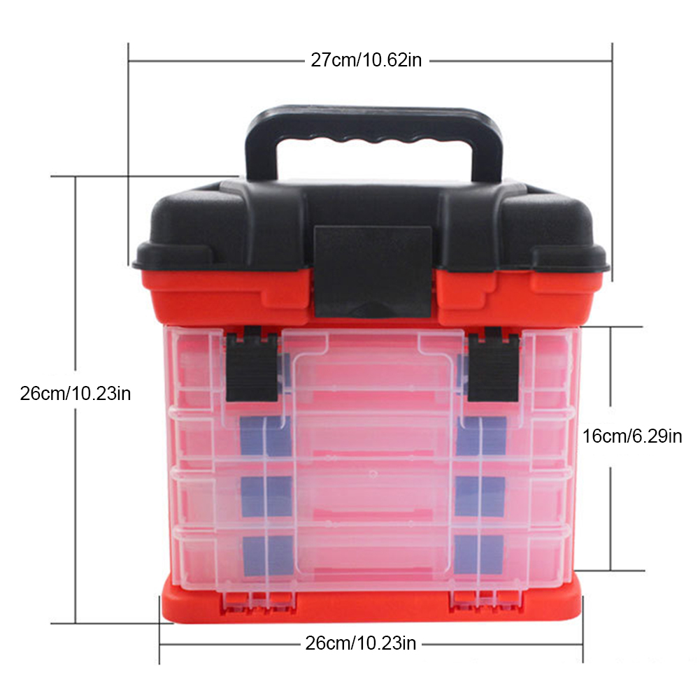 thumbnail image 2 of Caja de cebo de pesca de doble capa con asa, soporte portátil para gancho de cuentas de pesca, accesorios ligeros, herramienta de pesca multifuncional, 2 of 9