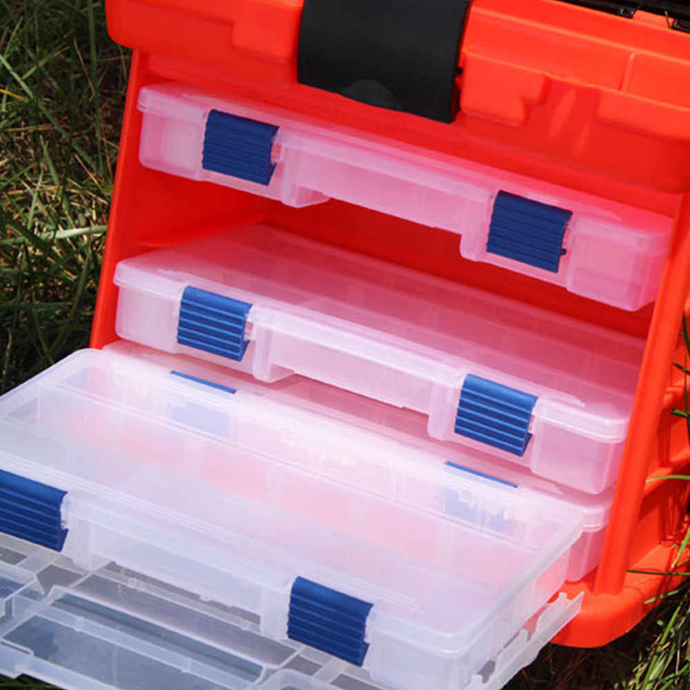 thumbnail image 1 of Caja de cebo de pesca de doble capa con asa, soporte portátil para gancho de cuentas de pesca, accesorios ligeros, herramienta de pesca multifuncional, 1 of 9