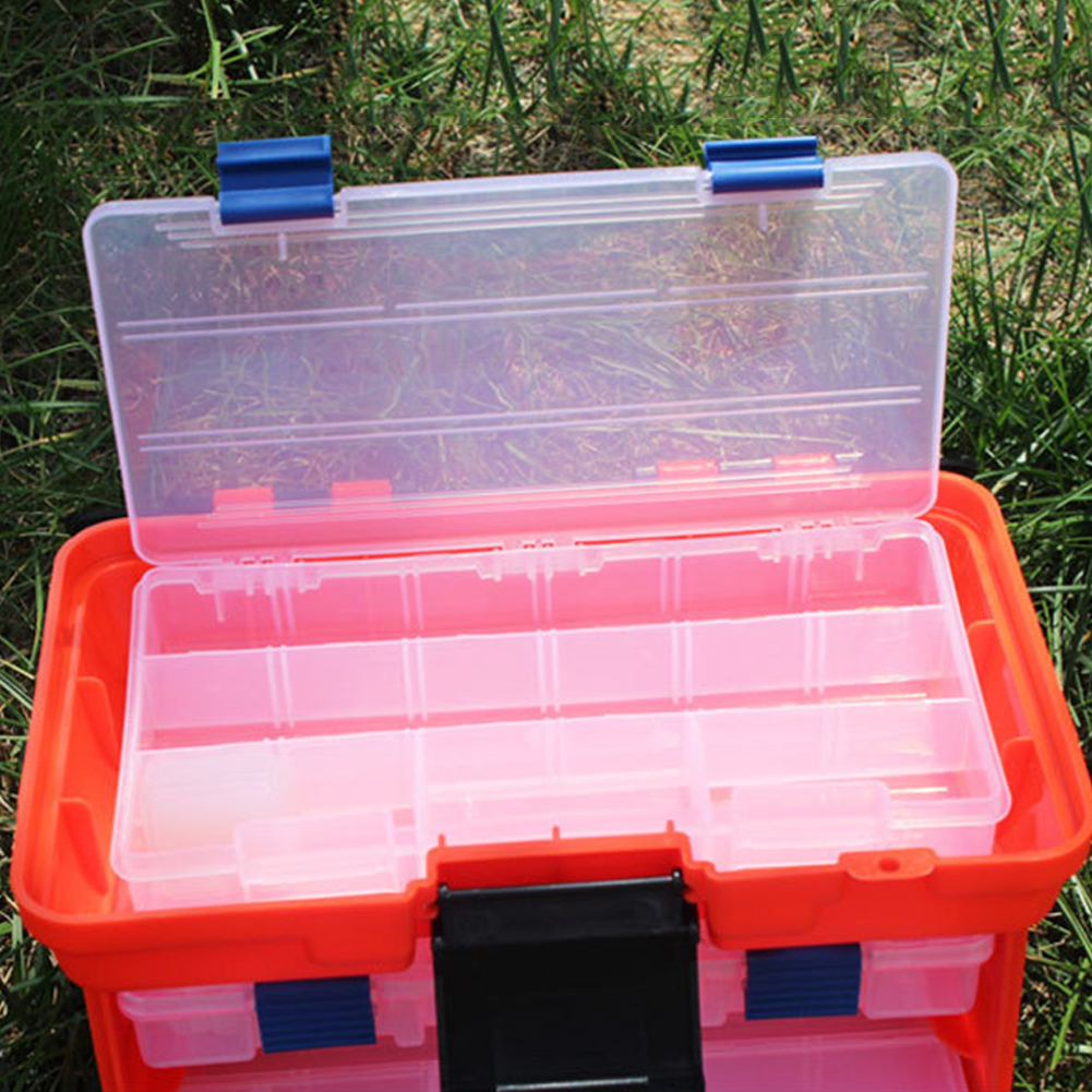 thumbnail image 3 of Caja de cebo de pesca de doble capa con asa, soporte portátil para gancho de cuentas de pesca, accesorios ligeros, herramienta de pesca multifuncional, 3 of 9