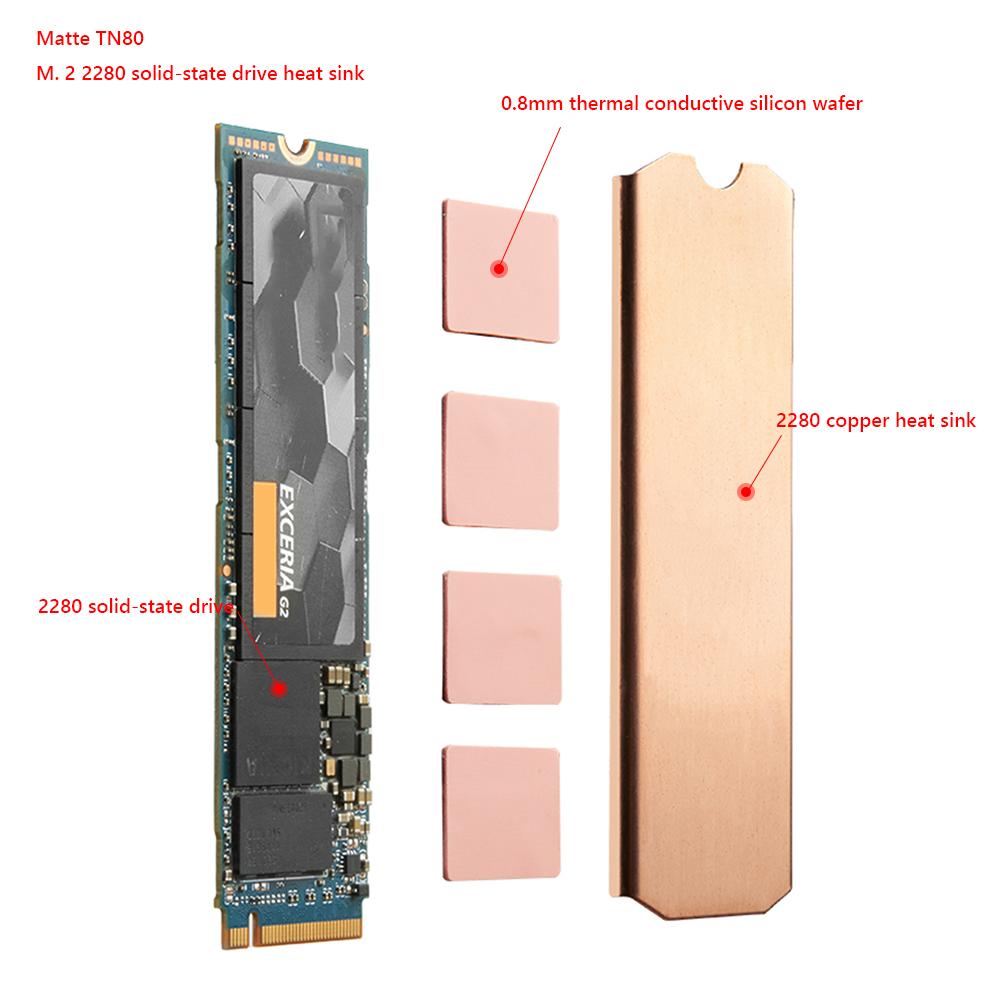 thumbnail image 1 of Disipador de calor de cobre de 0,5 mm y 401 W con almohadilla térmica para SSD NVMe M.2 2242 2280 (TN80), 1 of 9
